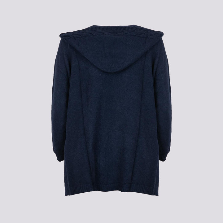 CARDIGAN LUNGO APERTO CON CAPPUCCIO BLU 0170/39 0115 BIMOR 