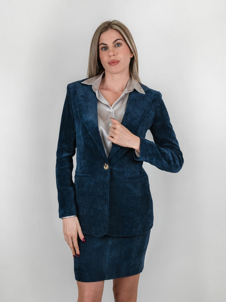 BLAZER VELLUTO BLU A COSTE GIA5455 AVIO ANDREA MORANDO 
