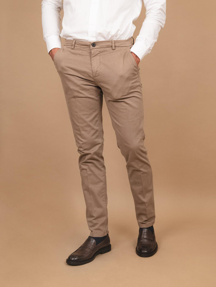 PANTALONE IN COTONE TORTORA CON TASCA A FILO T500/STR 734 NOLAB 