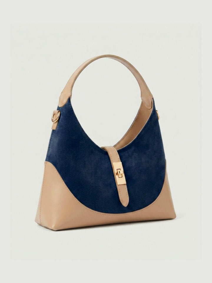 Borsa a spalla Elly in pelle scamosciata blu ELLY BLU BIMOR 