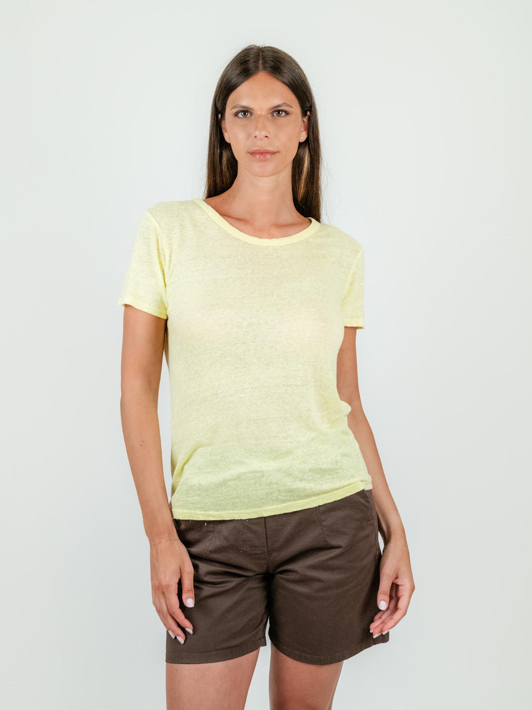 T-SHIRT IN LINO GIALLA 2944 GIALLO ANDREA MORANDO 