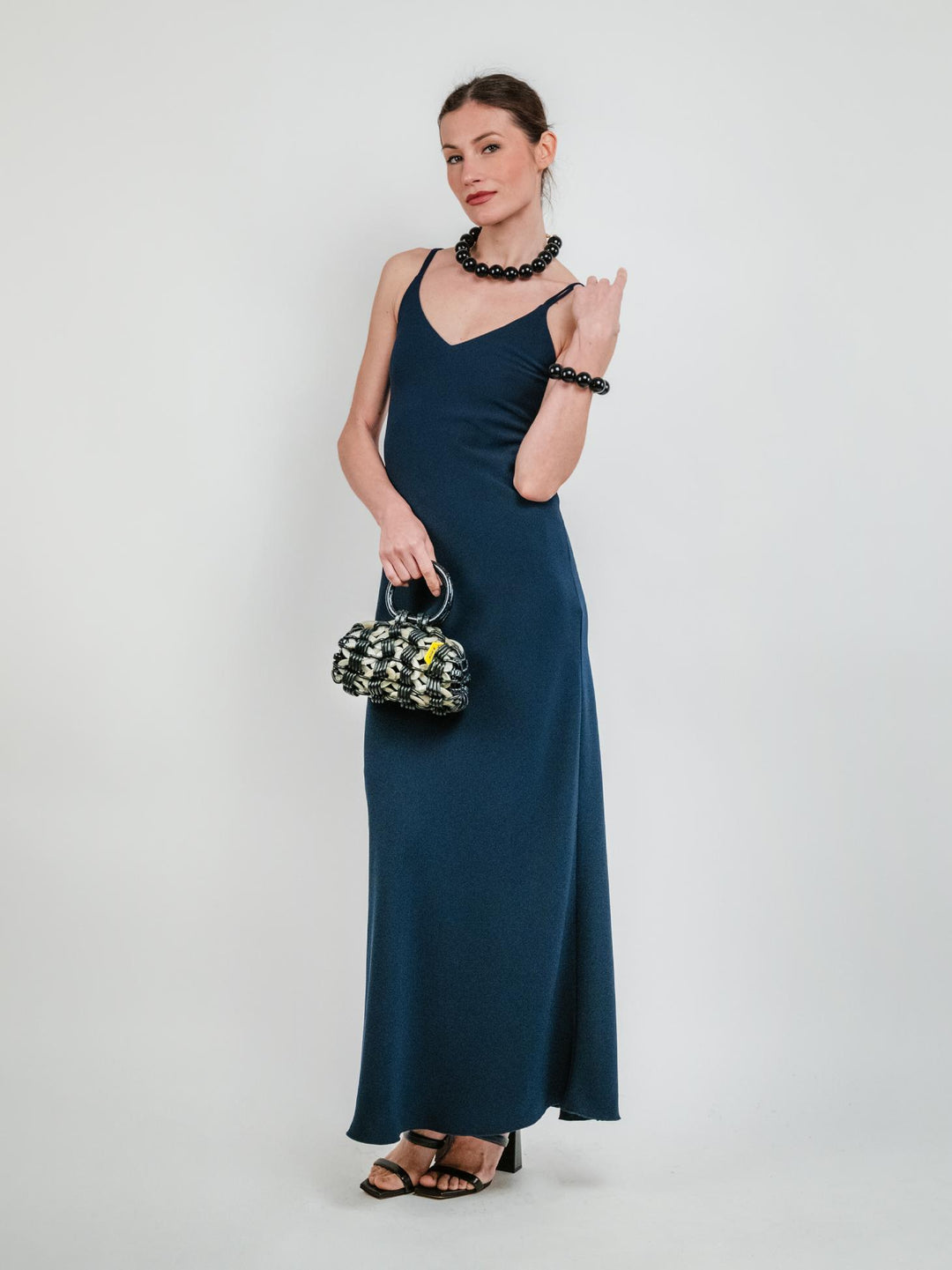 Abito lungo blu navy