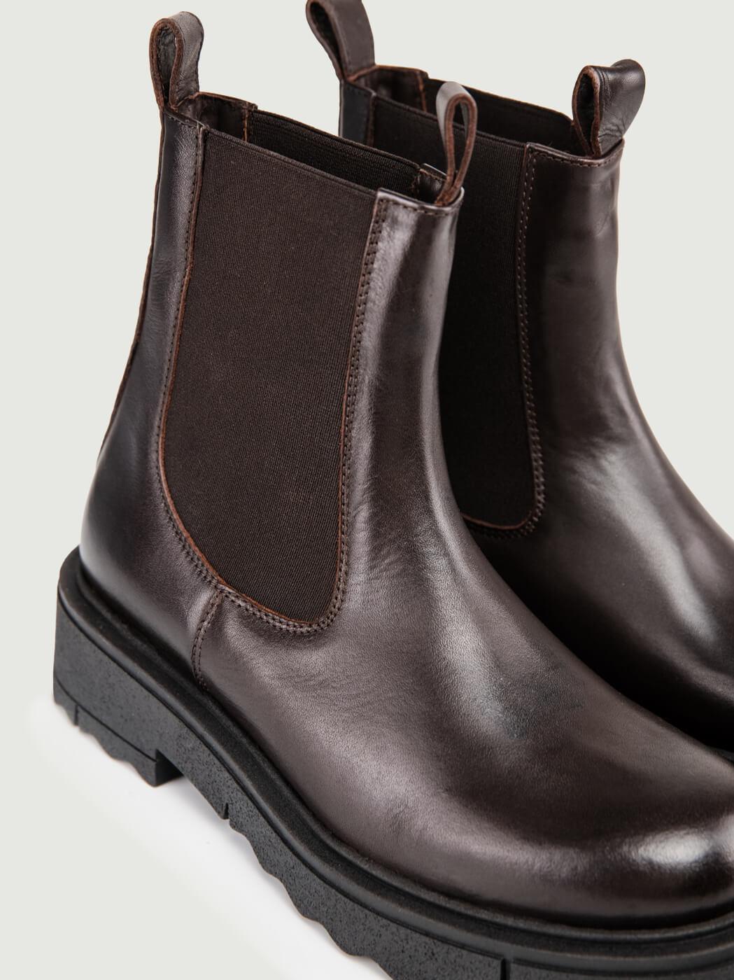 STIVALETTO BEATLES IN PELLE SPAZZOLATA TESTA MORO 5208-13 CRUST ANDREA MORANDO 