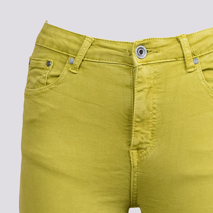Pantalone cinque tasche sfrangiato verde acido - Pantalone - Andrea Morando Boutique - 2014007007328