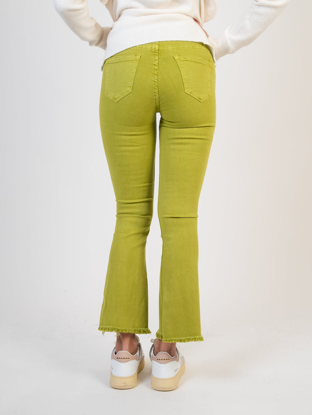 Pantalone cinque tasche sfrangiato verde acido - Pantalone - Andrea Morando Boutique - 2014007007328