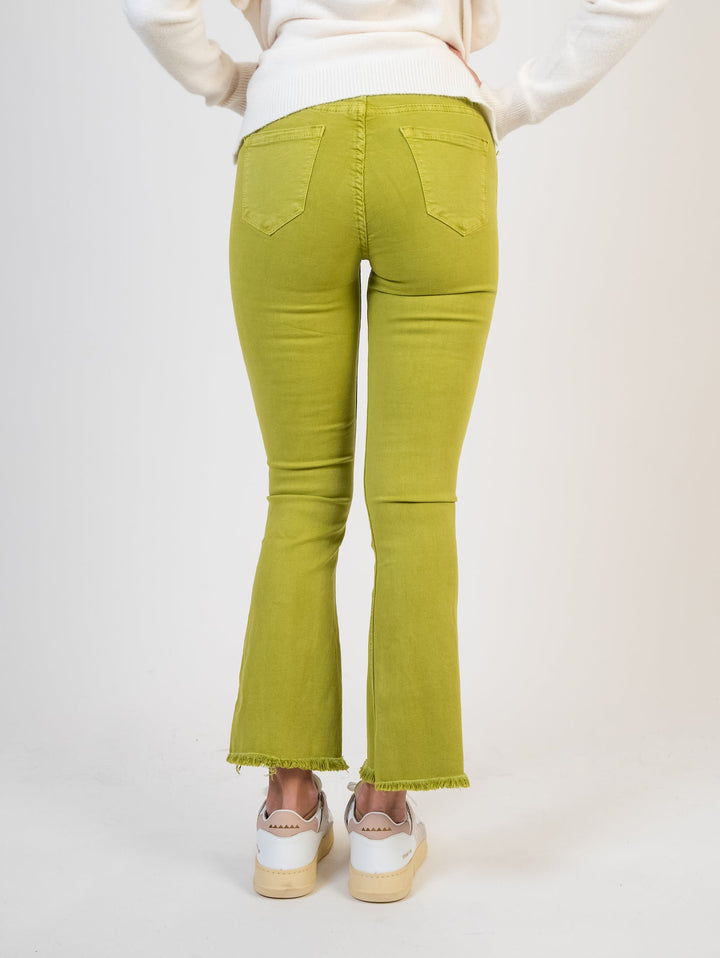 Pantalone cinque tasche sfrangiato verde acido - Pantalone - Andrea Morando Boutique - 2014007007328