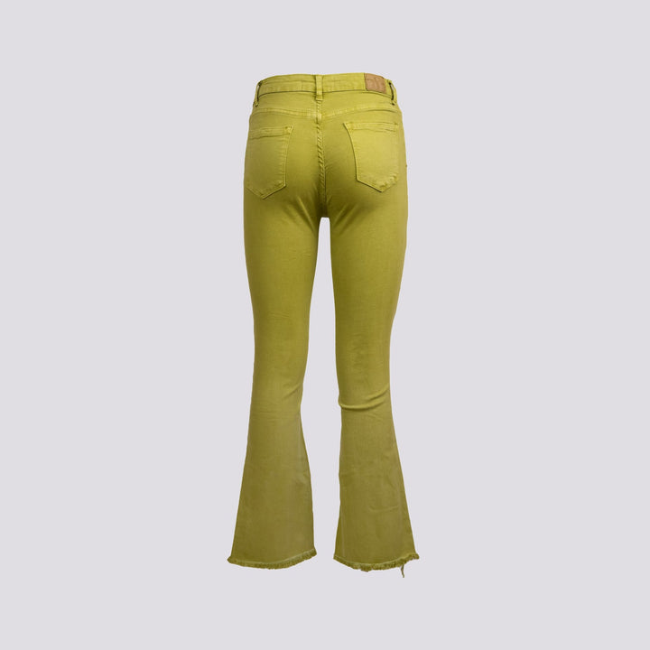 Pantalone cinque tasche sfrangiato verde acido - Pantalone - Andrea Morando Boutique - 2014007007328