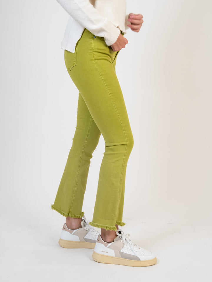Pantalone cinque tasche sfrangiato verde acido - Pantalone - Andrea Morando Boutique - 2014007007328