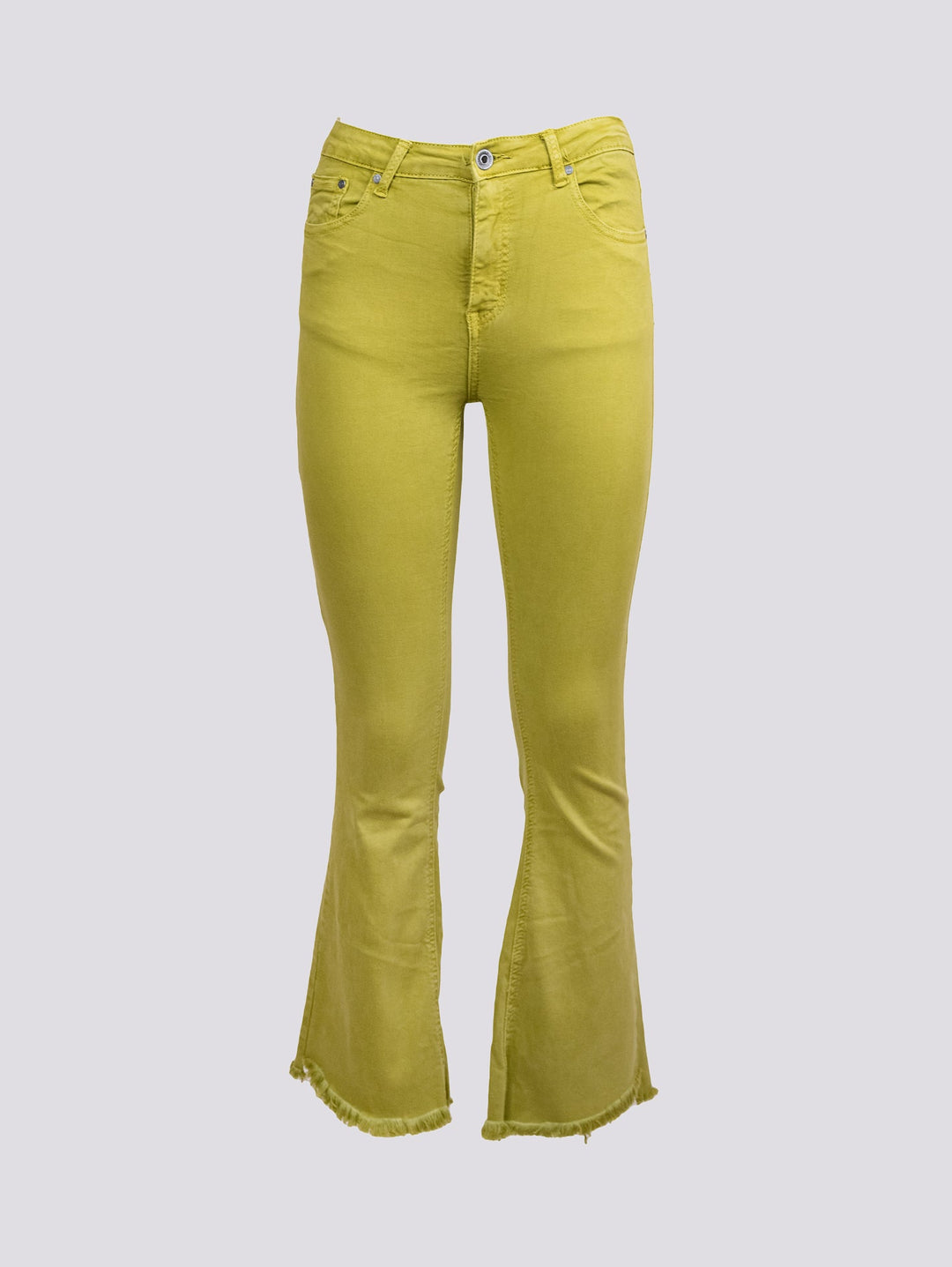 Pantalone cinque tasche sfrangiato verde acido - Pantalone - Andrea Morando Boutique - 2014007007328