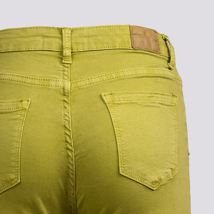 Pantalone cinque tasche sfrangiato verde acido - Pantalone - Andrea Morando Boutique - 2014007007328