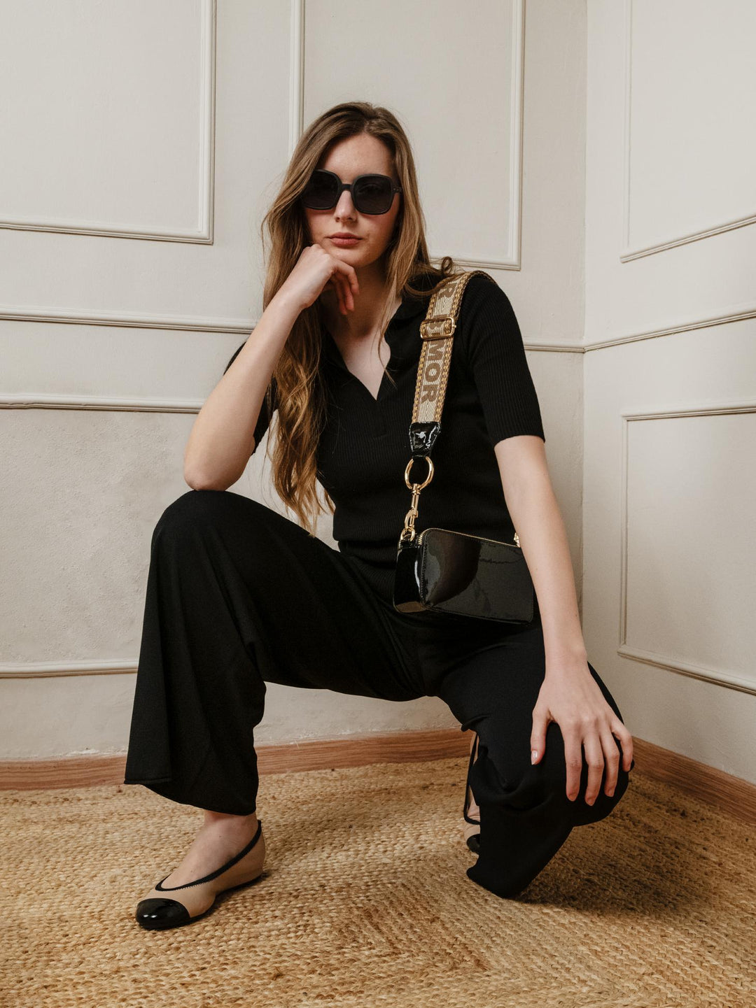 pantalone a palazzo nero