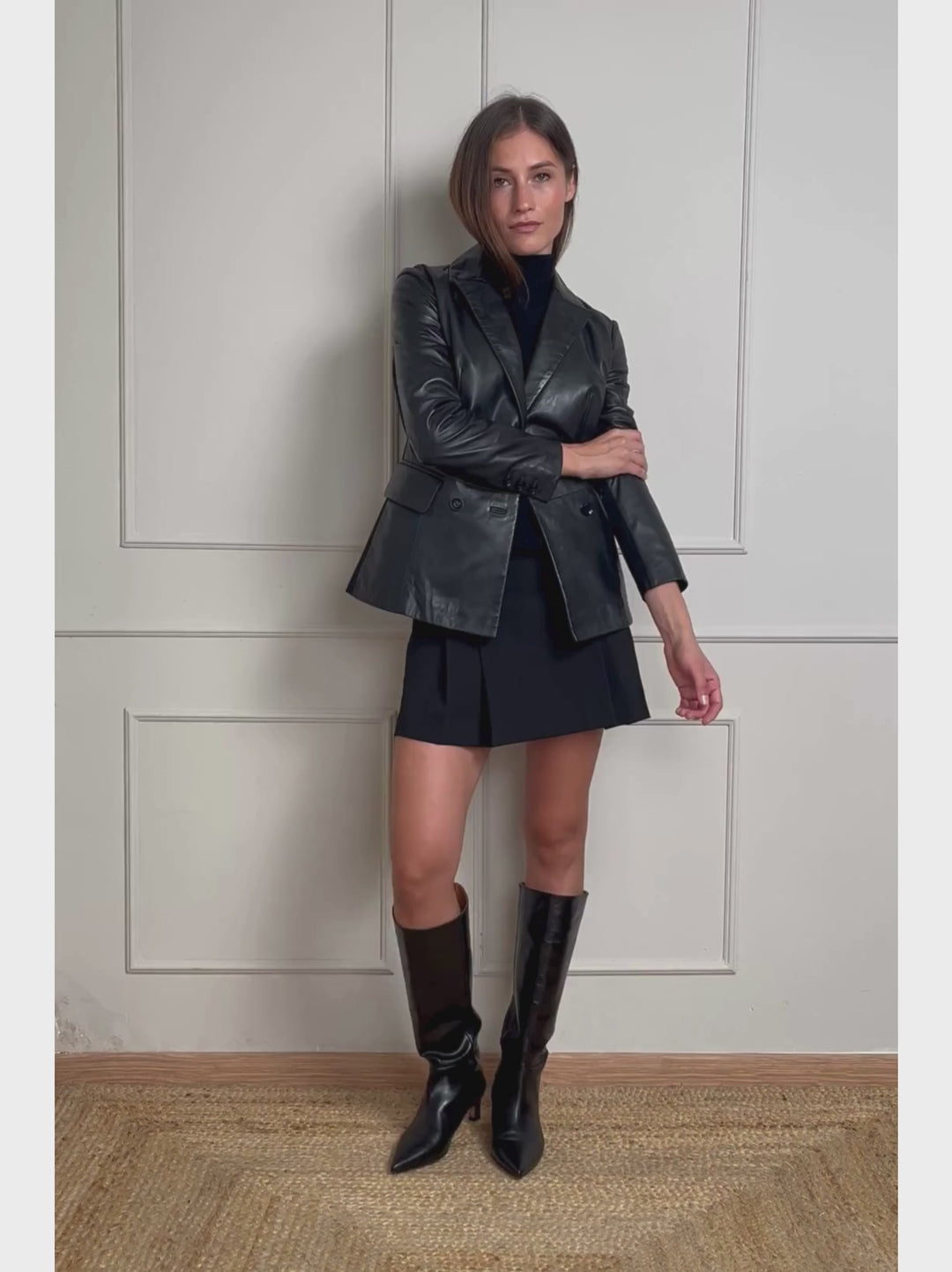 BLAZER DOPPIOPETTO LILLY IN PELLE NERO