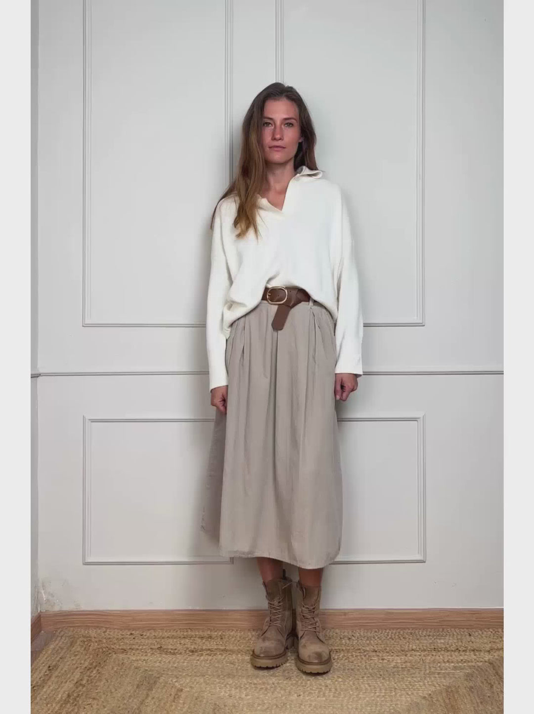 GONNA MIDI IN VELLUTO BEIGE