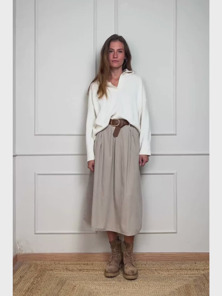 GONNA MIDI IN VELLUTO BEIGE
