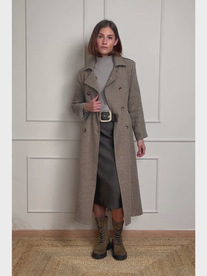 CAPPOTTO DOPPIOPETTO PIED DE POULE BEIGE