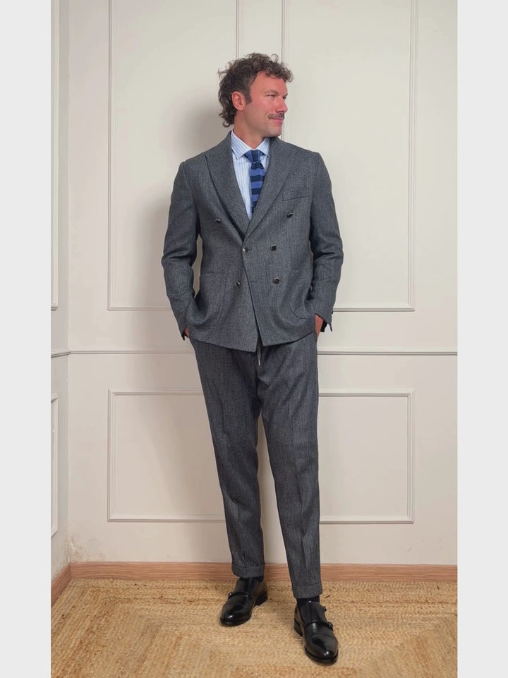 BLAZER DOPPIOPETTO MISTO LANA SPIGATO GRIGIO