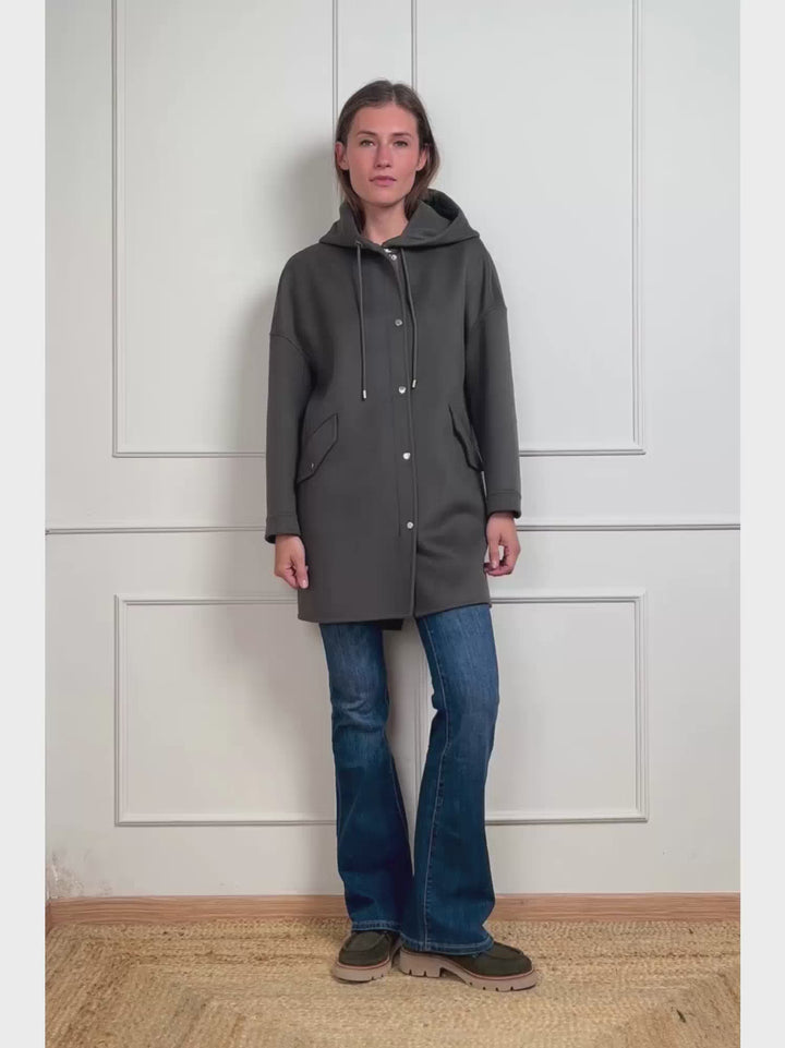 CAPPOTTO PARKA MICHELLE IN LANA VERDE