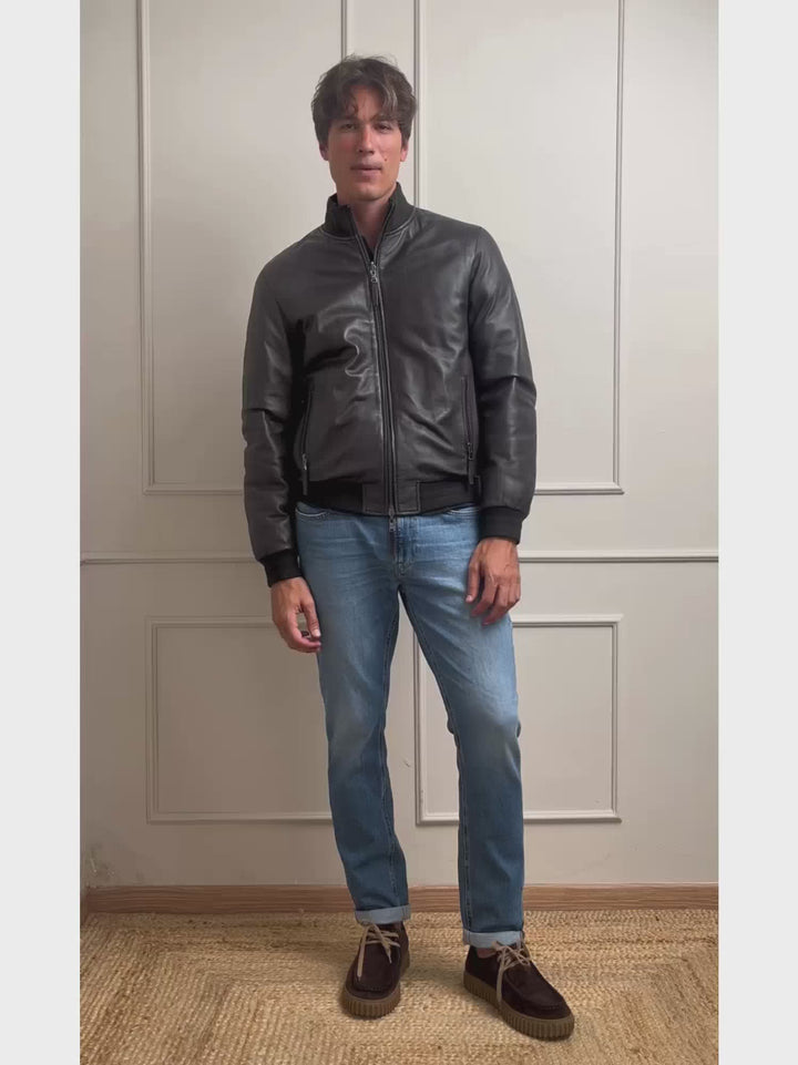 GIUBBOTTO DEREK SEAMLESS IN PELLE REVERSIBILE IN NYLON