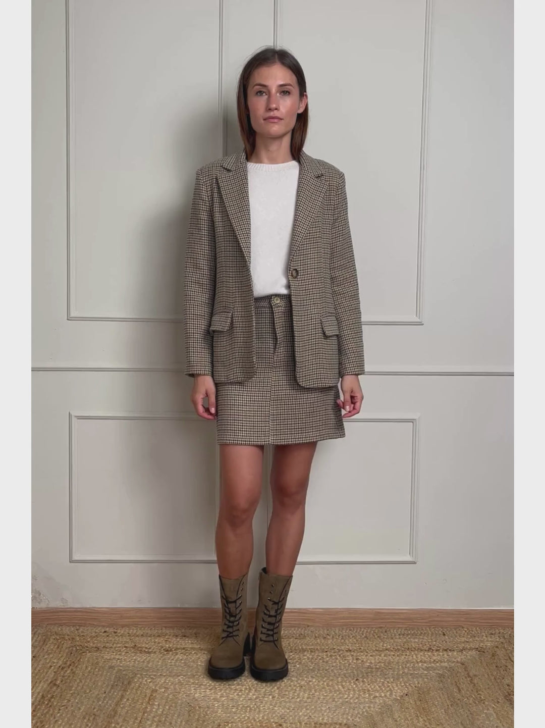 BLAZER PIED DE POULE BEIGE