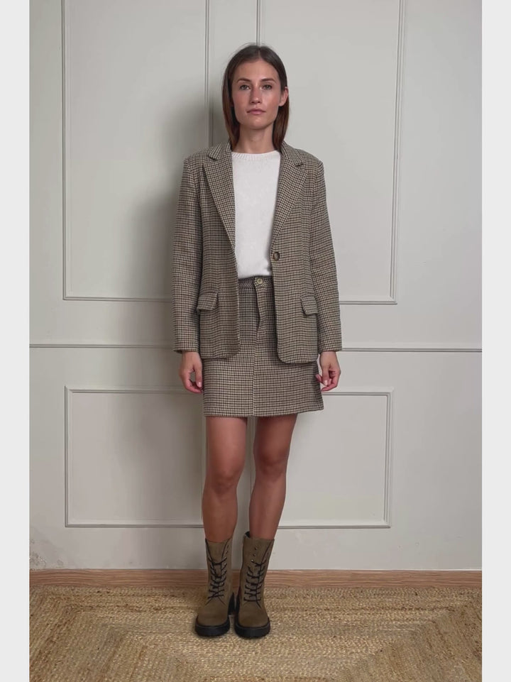 BLAZER PIED DE POULE BEIGE