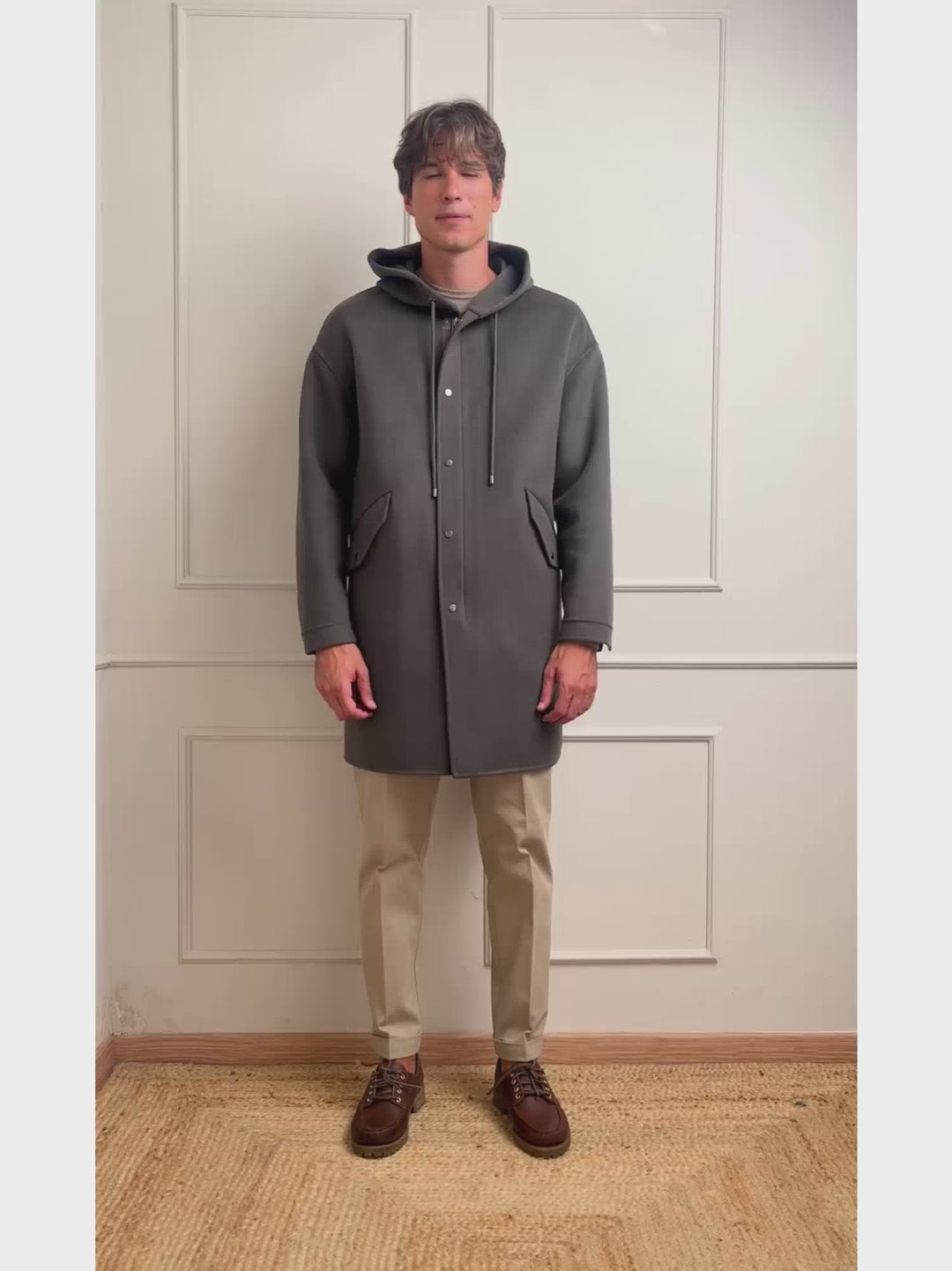 CAPPOTTO PARKA DENZEL IN LANA VERDE