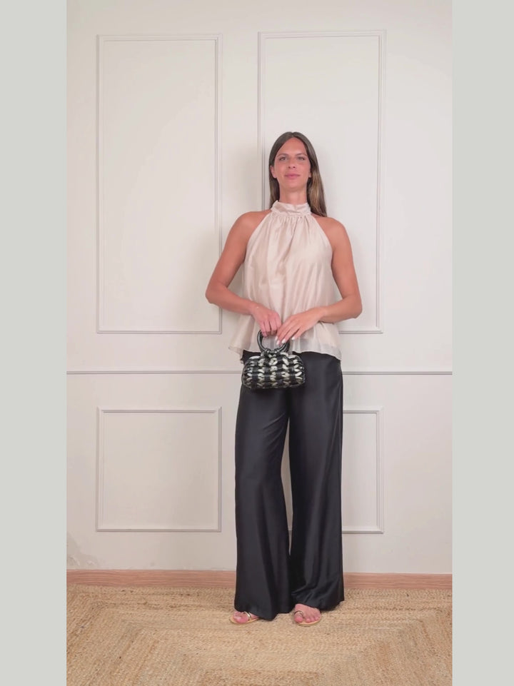 TOP CON SCOLLO HALTER BEIGE