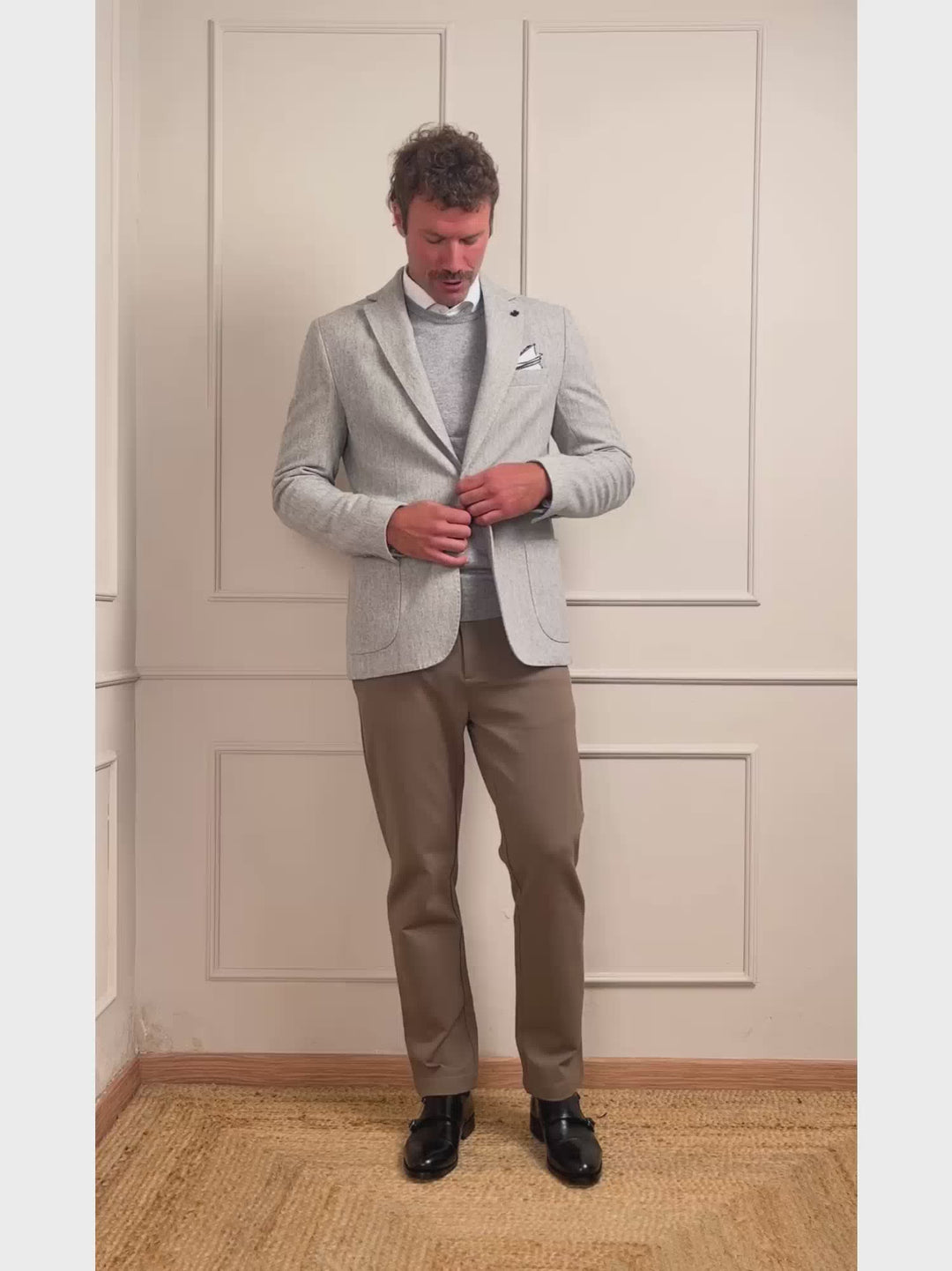 BLAZER MISTO LANA SPIGA GRIGIO PERLA