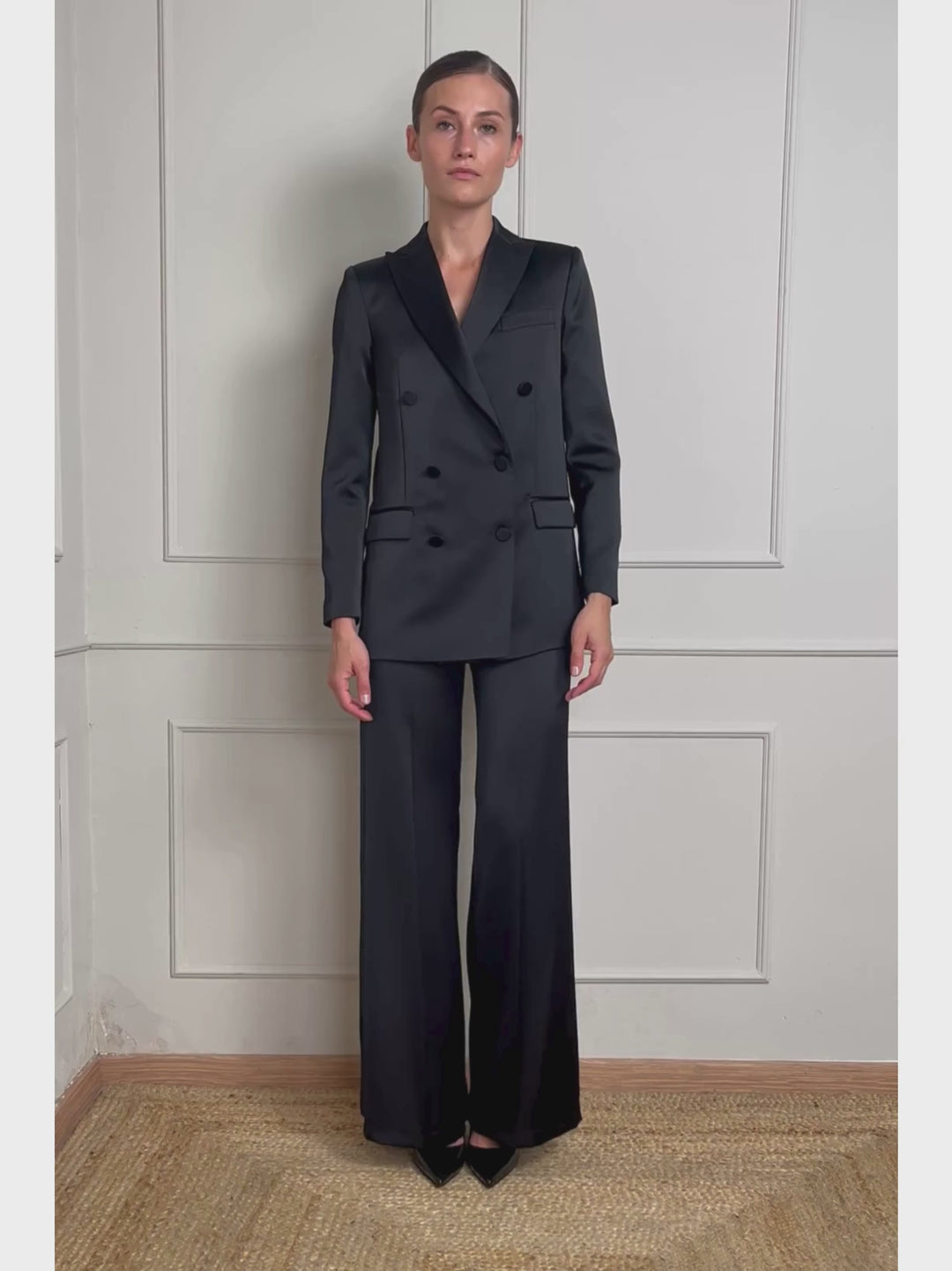 BLAZER DOPPIOPETTO IN RASO NERO