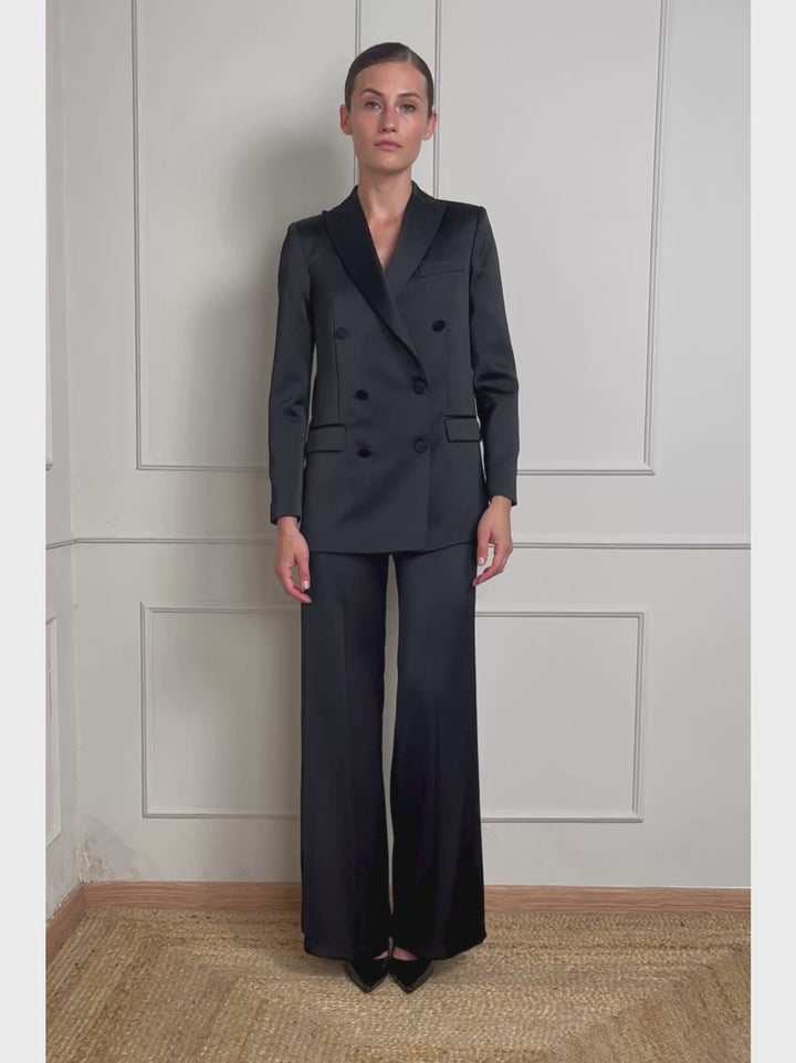 BLAZER DOPPIOPETTO IN RASO NERO