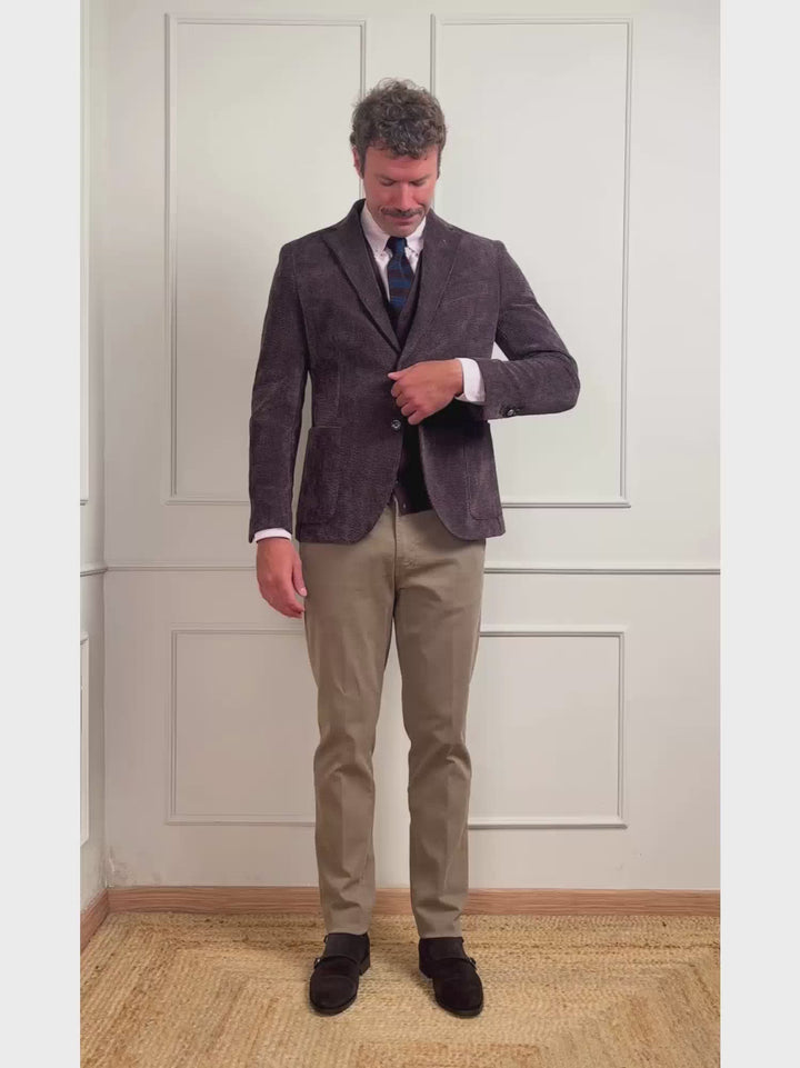 BLAZER IN VELLUTO A COSTE TESTA MORO