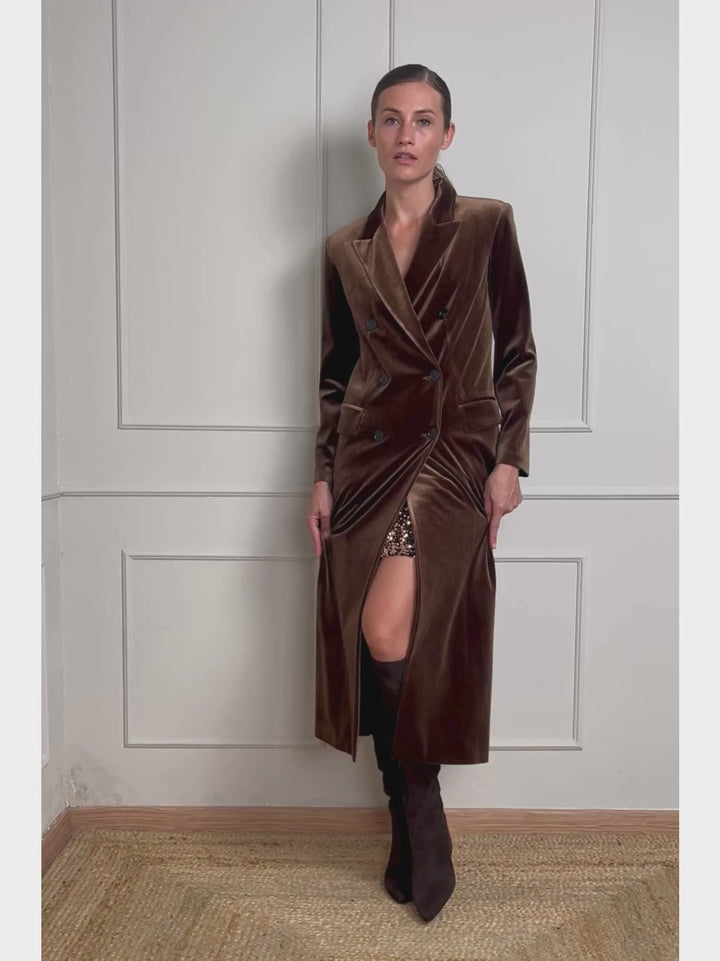 SPOLVERINO DOPPIOPETTO IN VELLUTO CAFFÈ