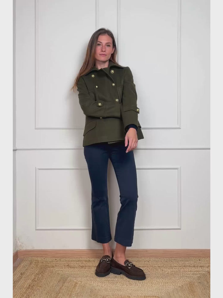 GIACCA DOPPIOPETTO IN MISTO LANA VERDE MILITARE