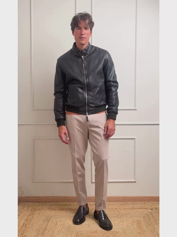 GIACCA EAST VILLAGE IN PELLE TESTA MORO