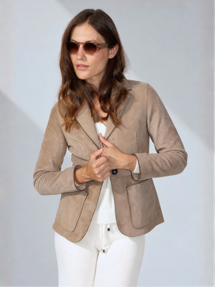 Blazer Lucilla in camoscio beige