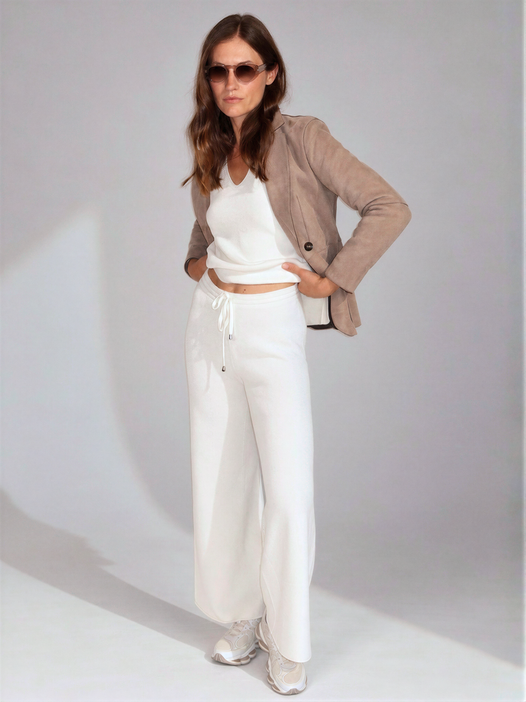Pantalone Sis con coulisse in maglia panna