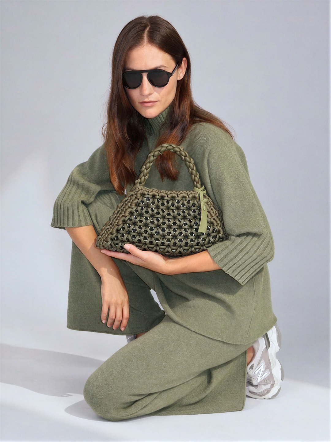 Pantalone Sis con coulisse in maglia matcha
