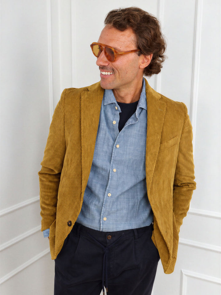Blazer in velluto a coste senape
