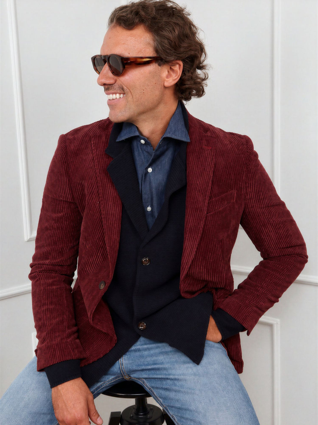 Blazer in velluto a coste bordeaux