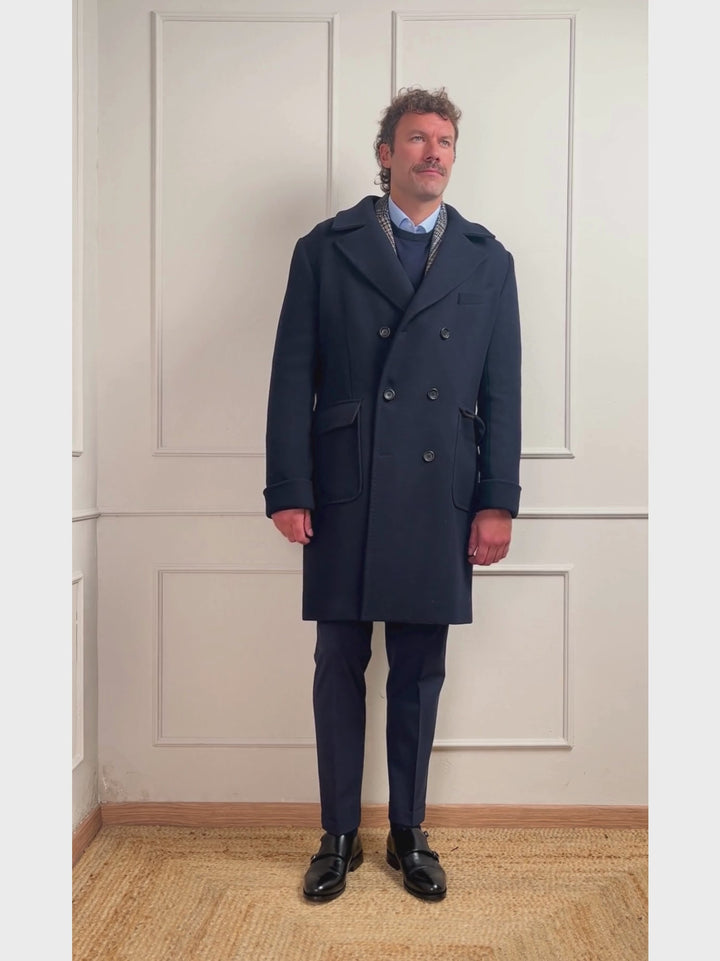 CAPPOTTO DOPPIOPETTO MISTO LANA BLU