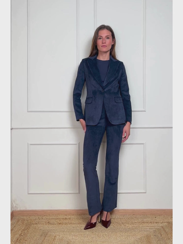 BLAZER IN VELLUTO A COSTE BLU