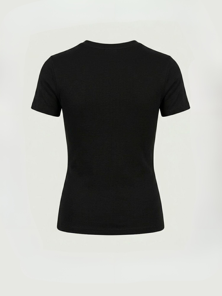 T-shirt girocollo in cotone nero