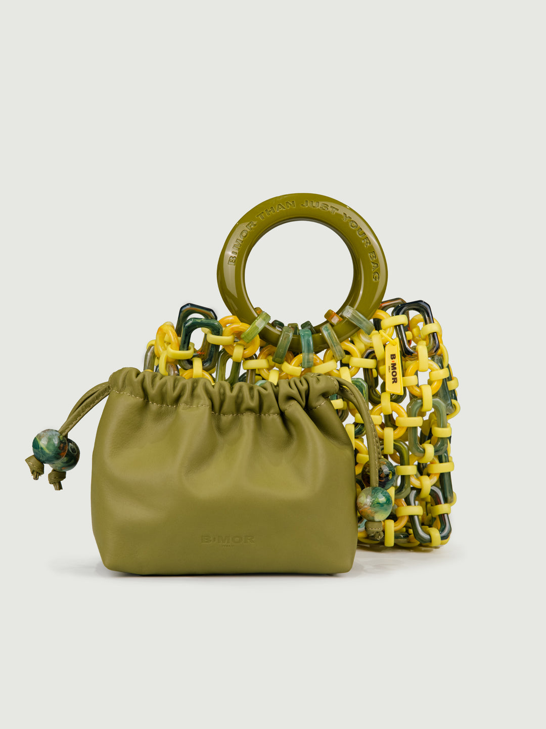 BORSA CON MANICI DOLL IN RESINA MULTICOLOR LIME